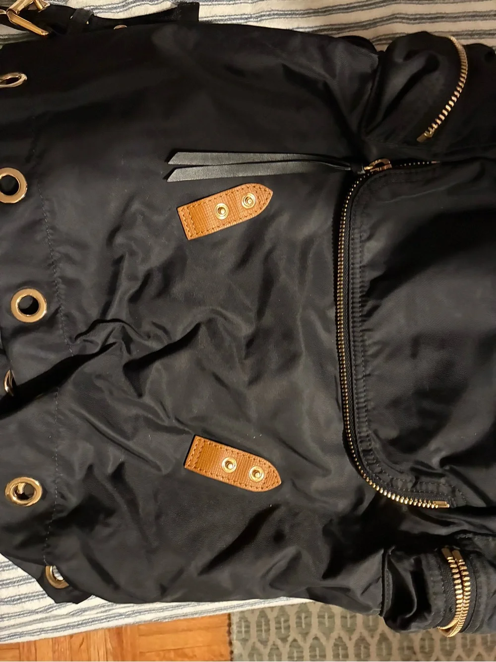 Burberry Black Nylon Backpack with Tan Trim